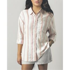 New Gap‎ Women's Linen Button Down Top Size Small Stripe NWT Boyfriend Shirt S